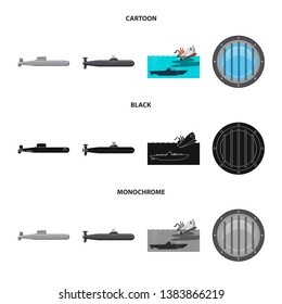 Isolated object of war  and ship sign. Collection of war  and fleet vector icon for stock.