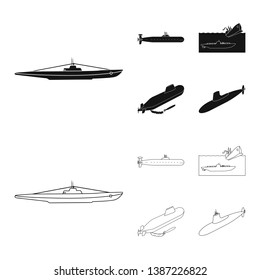 Isolated object of war  and ship sign. Set of war  and fleet stock symbol for web.