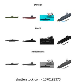 Isolated object of war  and ship sign. Set of war  and fleet vector icon for stock.