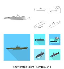 Isolated object of war  and ship sign. Set of war  and fleet stock vector illustration.
