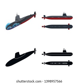 Isolated object of war  and ship sign. Collection of war  and fleet vector icon for stock.