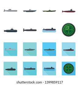 Isolated object of war  and ship sign. Collection of war  and fleet stock symbol for web.