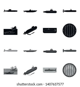 Isolated object of war  and ship sign. Collection of war  and fleet vector icon for stock.
