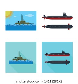 Isolated object of war  and ship sign. Set of war  and fleet stock symbol for web.