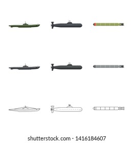 Isolated object of war  and ship sign. Set of war  and fleet stock symbol for web.