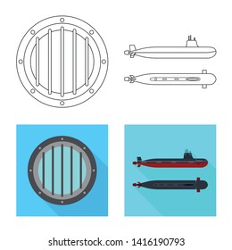 Isolated object of war  and ship sign. Set of war  and fleet stock symbol for web.