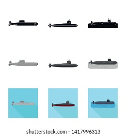 Isolated object of war  and ship sign. Collection of war  and fleet vector icon for stock.