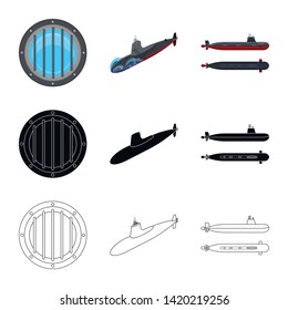 Isolated object of war  and ship sign. Collection of war  and fleet vector icon for stock.