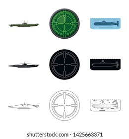 Isolated object of war  and ship sign. Collection of war  and fleet vector icon for stock.