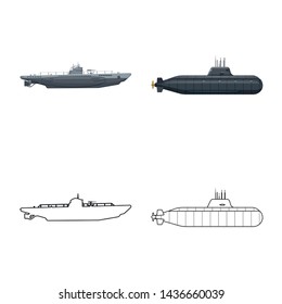 Isolated object of war and ship sign. Collection of war and fleet vector icon for stock.