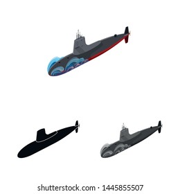 Isolated object of war and ship sign. Set of war and fleet vector icon for stock.
