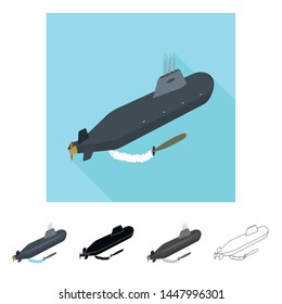 Isolated object of war and ship sign. Set of war and fleet stock vector illustration.