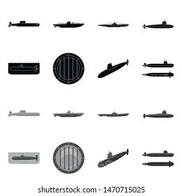 Isolated object of war and ship sign. Set of war and fleet vector icon for stock.