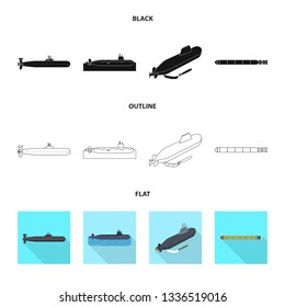 Isolated object of war  and ship symbol. Set of war  and fleet stock symbol for web.