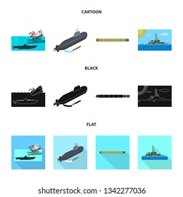 Isolated object of war  and ship symbol. Set of war  and fleet stock symbol for web.