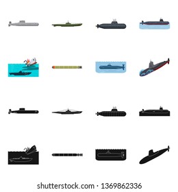 Isolated object of war  and ship symbol. Collection of war  and fleet stock vector illustration.