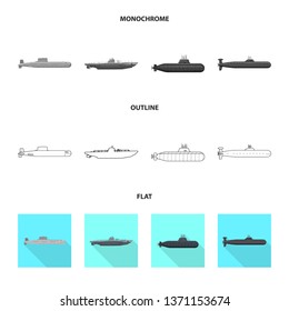 Isolated object of war  and ship symbol. Collection of war  and fleet stock vector illustration.