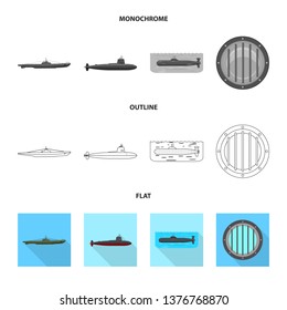 Isolated object of war  and ship symbol. Collection of war  and fleet stock symbol for web.