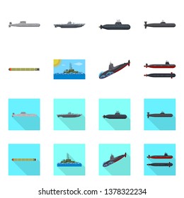 Isolated object of war  and ship symbol. Set of war  and fleet stock symbol for web.
