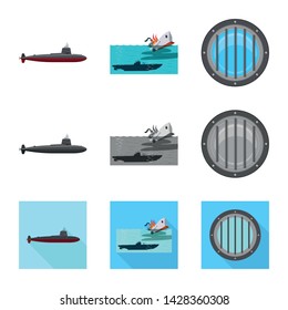 Isolated object of war and ship symbol. Collection of war and fleet stock vector illustration.