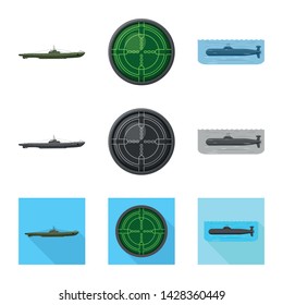 Isolated object of war and ship symbol. Collection of war and fleet vector icon for stock.