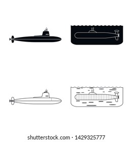 Isolated object of war and ship symbol. Set of war and fleet stock symbol for web.