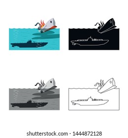 Isolated object of war and ship symbol. Set of war and fleet stock vector illustration.