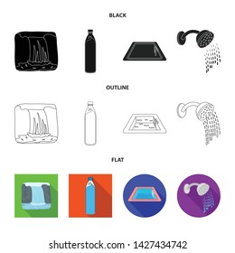 Isolated object of water and drop icon. Set of water and splash stock vector illustration.