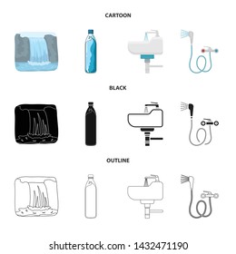 Isolated object of water and drop icon. Collection of water and splash vector icon for stock.