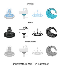 Isolated object of water and drop icon. Set of water and splash vector icon for stock.