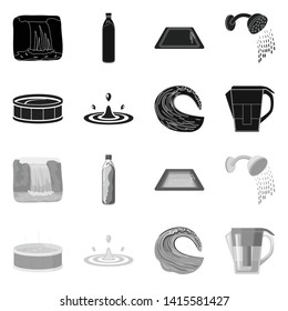 Isolated object of water and drop logo. Set of water and splash stock symbol for web.