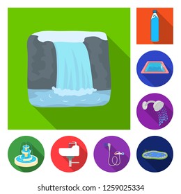 Isolated object of water and drop sign. Set of water and splash stock vector illustration.