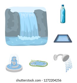 Isolated object of water and drop sign. Collection of water and splash stock vector illustration.