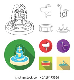 Isolated object of water and drop sign. Set of water and splash stock vector illustration.