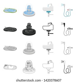 Isolated object of water and drop sign. Collection of water and splash stock symbol for web.