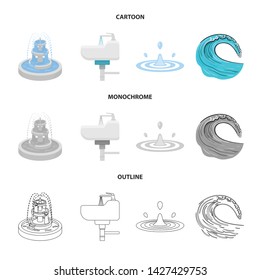Isolated object of water and drop sign. Set of water and splash stock symbol for web.