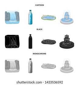 Isolated object of water and drop sign. Collection of water and splash vector icon for stock.