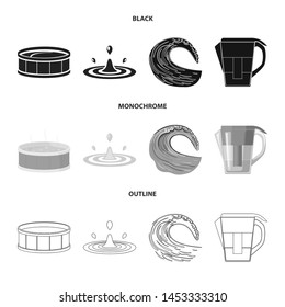 Isolated object of water and drop sign. Collection of water and splash stock symbol for web.