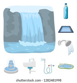 Isolated object of water and drop symbol. Collection of water and splash stock vector illustration.