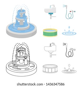 Isolated object of water and drop symbol. Collection of water and splash stock vector illustration.