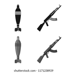 Isolated object of weapon and gun icon. Collection of weapon and army stock vector illustration.