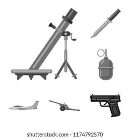 Isolated object of weapon and gun icon. Collection of weapon and army stock symbol for web.