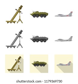 Isolated object of weapon and gun icon. Collection of weapon and army stock symbol for web.