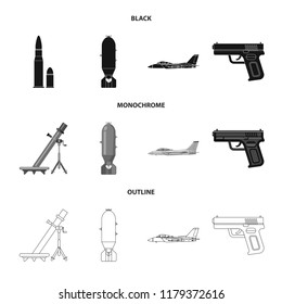 Isolated object of weapon and gun icon. Set of weapon and army stock symbol for web.