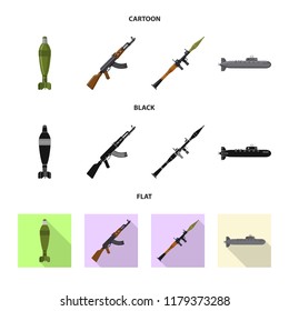 Isolated object of weapon and gun icon. Set of weapon and army stock vector illustration.