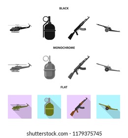 Isolated object of weapon and gun icon. Collection of weapon and army stock vector illustration.