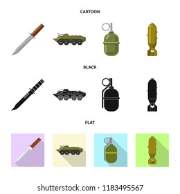 Isolated object of weapon and gun icon. Collection of weapon and army vector icon for stock.