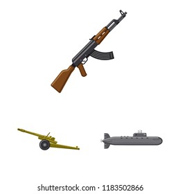Isolated object of weapon and gun icon. Collection of weapon and army stock vector illustration.
