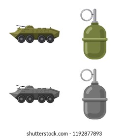 Isolated object of weapon and gun icon. Collection of weapon and army vector icon for stock.