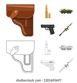 Isolated object of weapon and gun icon. Collection of weapon and army stock symbol for web.